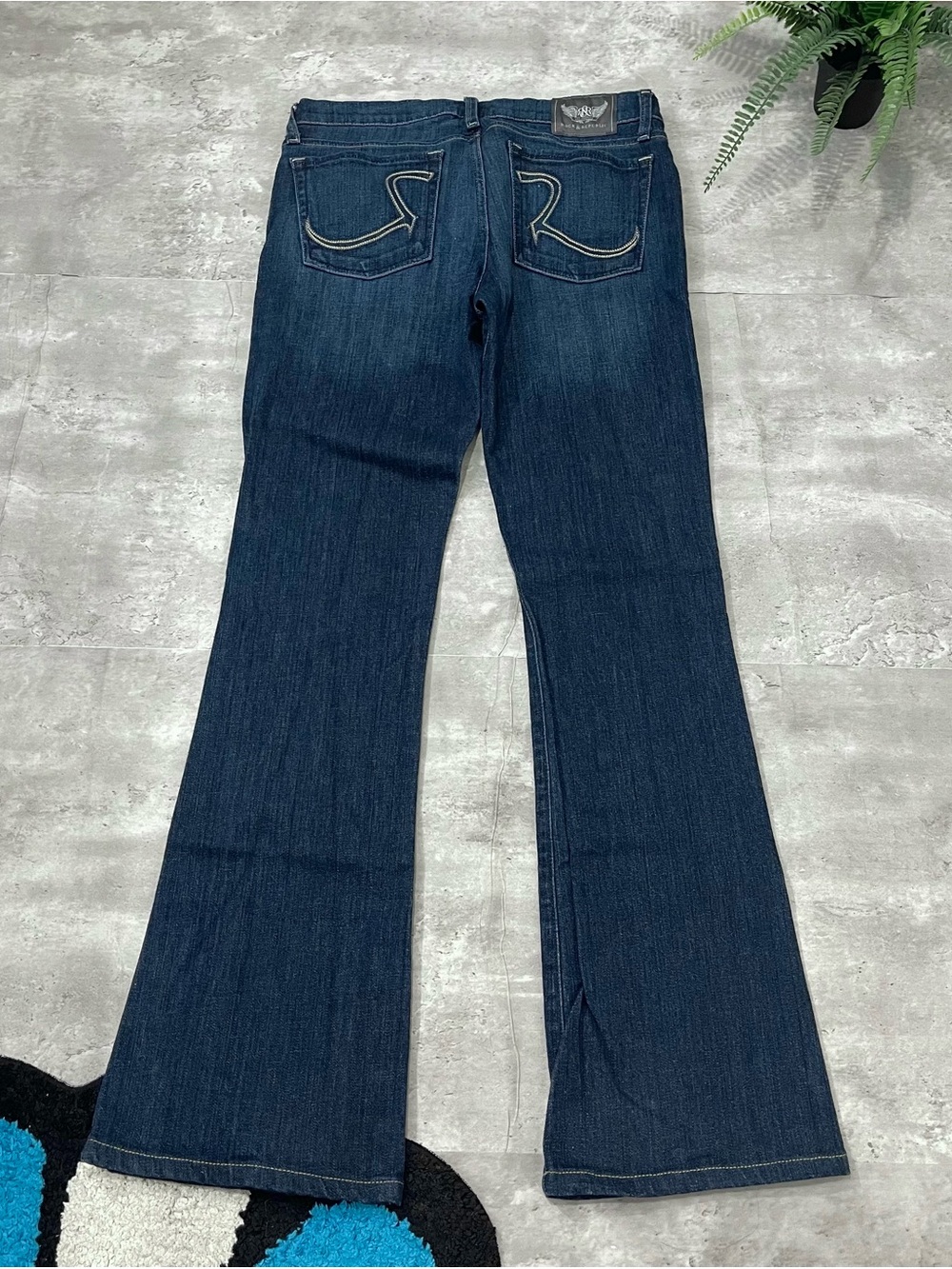 Rock & Republic Dark Wash Bootcut Flare Jeans Womens Size 30 Y2K Low Rise Denim